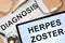 Tablet with diagnosis herpes zoster.