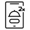 Tablet food order icon outline vector. Online mobile