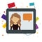Tablet girl chat message bubble speech bakcground