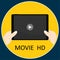 Tablet hand movie hd application horizon vector