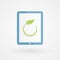 Tablet and leaf. Concept of sustainability. Vector illustration, flat design