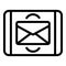 Tablet mail request icon, outline style