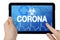 Tablet with medical touchscreen and diagnosis corona-virus