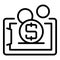 Tablet online monetize icon outline vector. Data profit