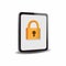 Tablet with padlock, system lock security protection illustration editable vector