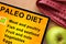 Tablet with paleo diet food list