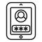 Tablet password icon outline vector. Data privacy