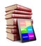 Tablet PC with books. Education concept. 3D Icon