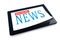 Tablet PC on white background with Breaking News title