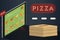 Tablet with a pizzeria website with food delivery to your home. Tablet in isometry with an app for buying pizza online