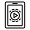 Tablet play clip icon, outline style