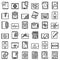 Tablet repair icons set, outline style