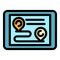 Tablet running route icon color outline vector