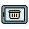 Tablet shopping icon color outline vector