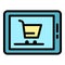 Tablet shopping icon color outline vector