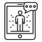 Tablet webinar start icon, outline style