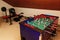 Tabletop game - foosball table hobby, table soccer sport in recreational room in rehabilitation center, weightlifting fitness sta