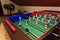 Tabletop game - foosball table hobby, table soccer sport in recreational room in rehabilitation center, weightlifting fitness sta