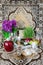 Tabletop with Haft-seen elements for Nowruz