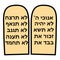 Tablets of the covenant. Tablets of Moses. Torah. Hebrew Ten Commandments. Passover, Shavuot. Vector illustration on