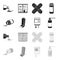 Tablets, inhaler, container with blood, spray.Medicine set collection icons in black,monochrome style vector symbol