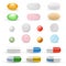Tablets and pills realistic set vector illustration on white background