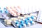 Tablets. Pills on a white background. . Building from pills. Pharmacy. Medical background. Medicine