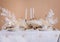 Tableware beige background cutlery candlestick restaurant luxury