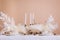 Tableware beige background cutlery candlestick restaurant luxury
