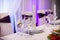 Tablewear and silverware closeup at wedding reception table elegant