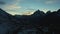 Taboche and Cholatse Mountain at Sunset. Himalaya, Nepal. Aerial View