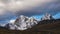 Taboche and Cholatse mountains and cloudy sky. Himalaya, Nepal