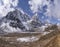 Taboche and Cholatse summits over Pheriche valley in Himalayas