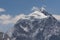 Taboche mountain peak view from Renjo la pass in Everest base camp trekking route, Himalaya mountains range in Nepal