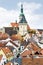 Tabor historical town center, view from Kotnov castle, Tabor, Czech Republic