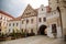 Tabor, South Bohemia, Czech Republic, 29 August 2021: Narrow medieval square with baroque and renaissance historical buildings,