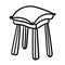 A tabouret with a pillow. Coloring page adult and kids. Comfortable furniture. The design of the room. - Vector. Vector