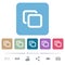 Tabs flat icons on color rounded square backgrounds