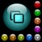 Tabs icons in color illuminated glass buttons