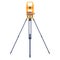 Tacheometer, theodolite on tripod, geological survey, engineering equipment for measurement and research. Flat style