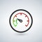 The tachometer, speedometer and indicator icon. Performance measurement symbol. Flat Vector illustration