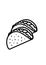 Taco food black and white lineart drawing illustration. Hand drawn lineart illustration in black and white