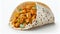 Taco mexican tortilla wrap with chicken isolated. AI