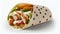 Taco mexican tortilla wrap with chicken isolated. AI