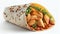 Taco mexican tortilla wrap with chicken isolated. AI