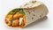 Taco mexican tortilla wrap with chicken isolated. AI