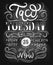 Taco tuesday retro poster with lettering, flourishes and chalk e