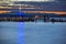 Tacoma docks at sunset long exposure of the American flag