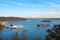 Tacoma port with cargo ships and Mt. Ranier.