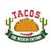Tacos mexican fast food restaurant vector icon